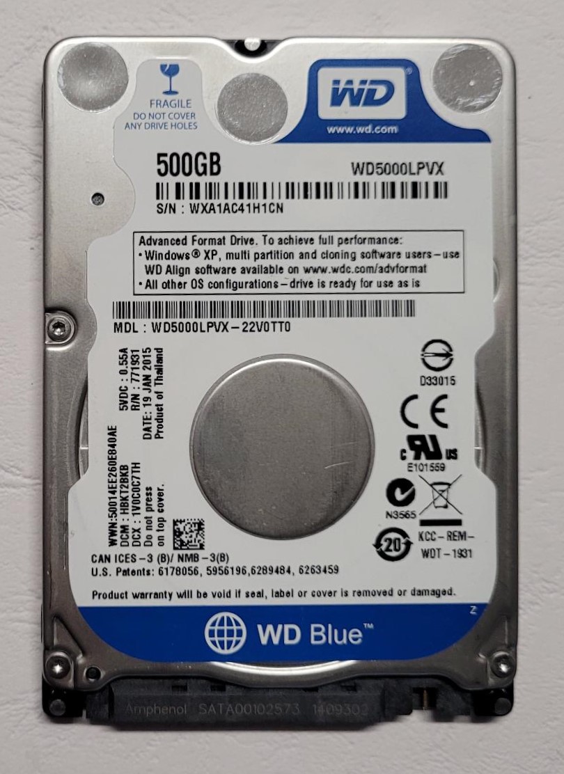 Western Digital Dell ( WD5000LPVX / WD5000LPCX / WD5000LPVT )Blue 500GB SATA 2.5" Laptop Hard Drive - Afbeelding 4
