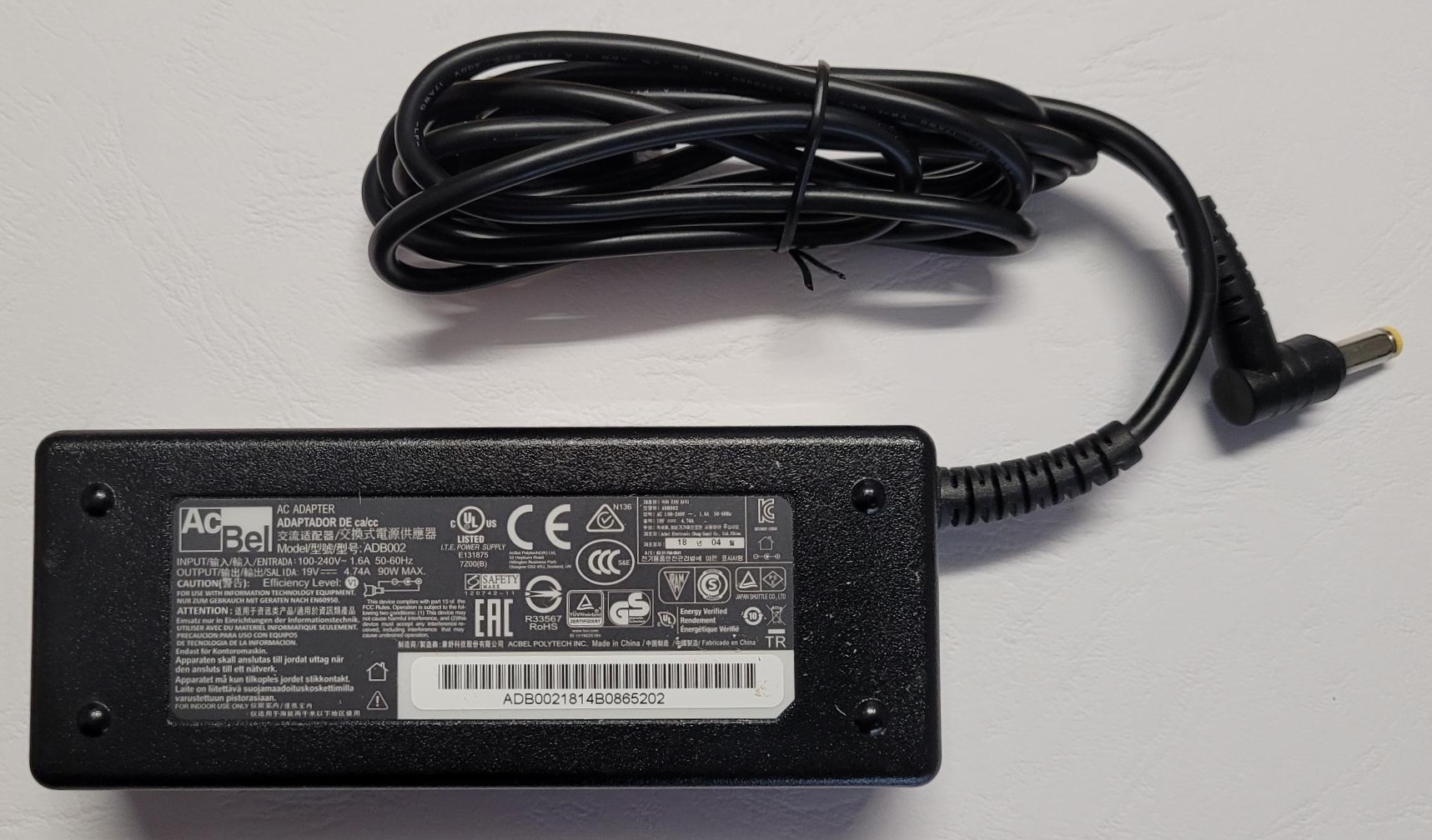 AC Adapter 19V 4,74A 90W AcBel ADB002 7,4 x 5,0 mm