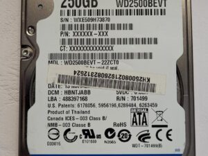 WD HDD SATA 250GB WD2500BEVT-22ZCT0 DCM HBNTJABB