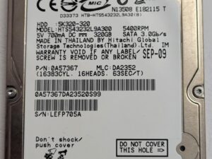 Hitachi Travelstar 5K320-320, 320GB SaTa Harde Schijf 2.5"