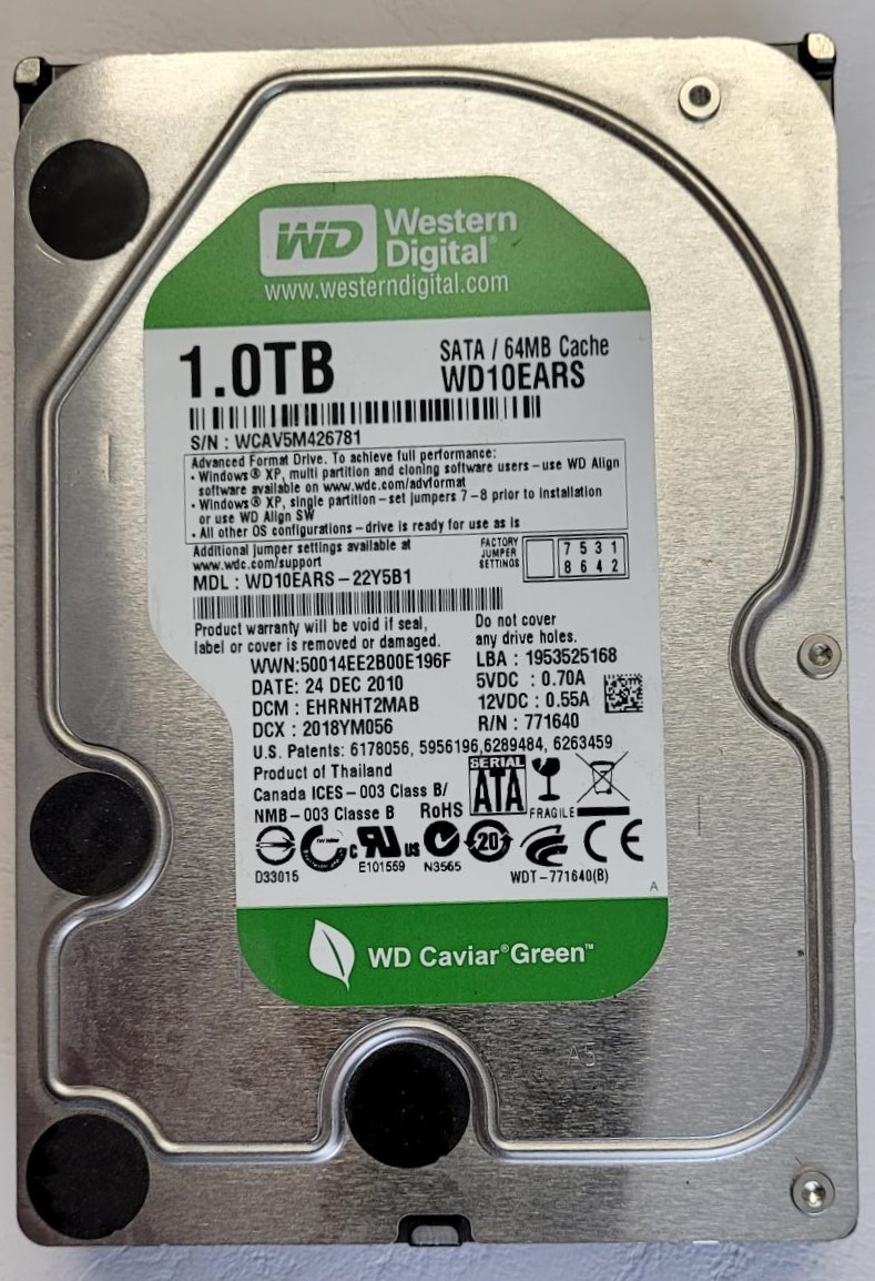 WD Caviar Green - 1TB - 3.5" HDD (SATA-600) - 5.400rpm ( WD10EARS )