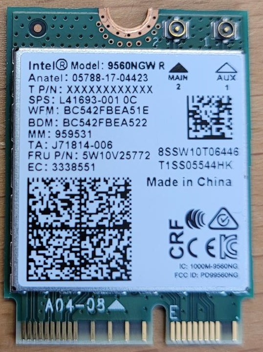 Intel Dual Band Wireless-AC 9560 WiFi controller ( 9560NGW )