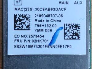 Lenovo M.2 WLAN card, 802.11ac dual-band with Bluetooth 5.0, PCIe interface ( RTL8822CE )