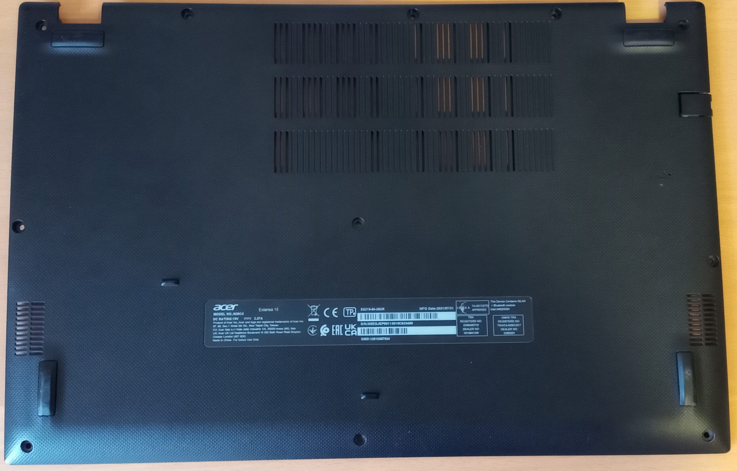 Notebook Bodem Case Cover voor Acer Aspire 5 N20C5 Zwart Plastic