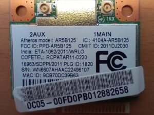 Atheros AR5B125 HP 670036-001 WiFi WLAN Half Mini PCI-E Kaart
