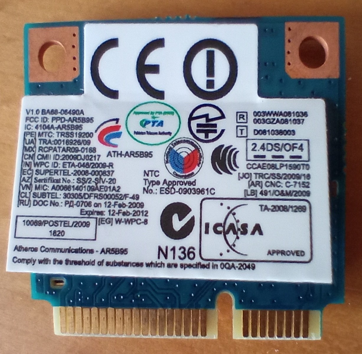 Samsung Wifi kaart BA92-07233A Atheros AR5B95