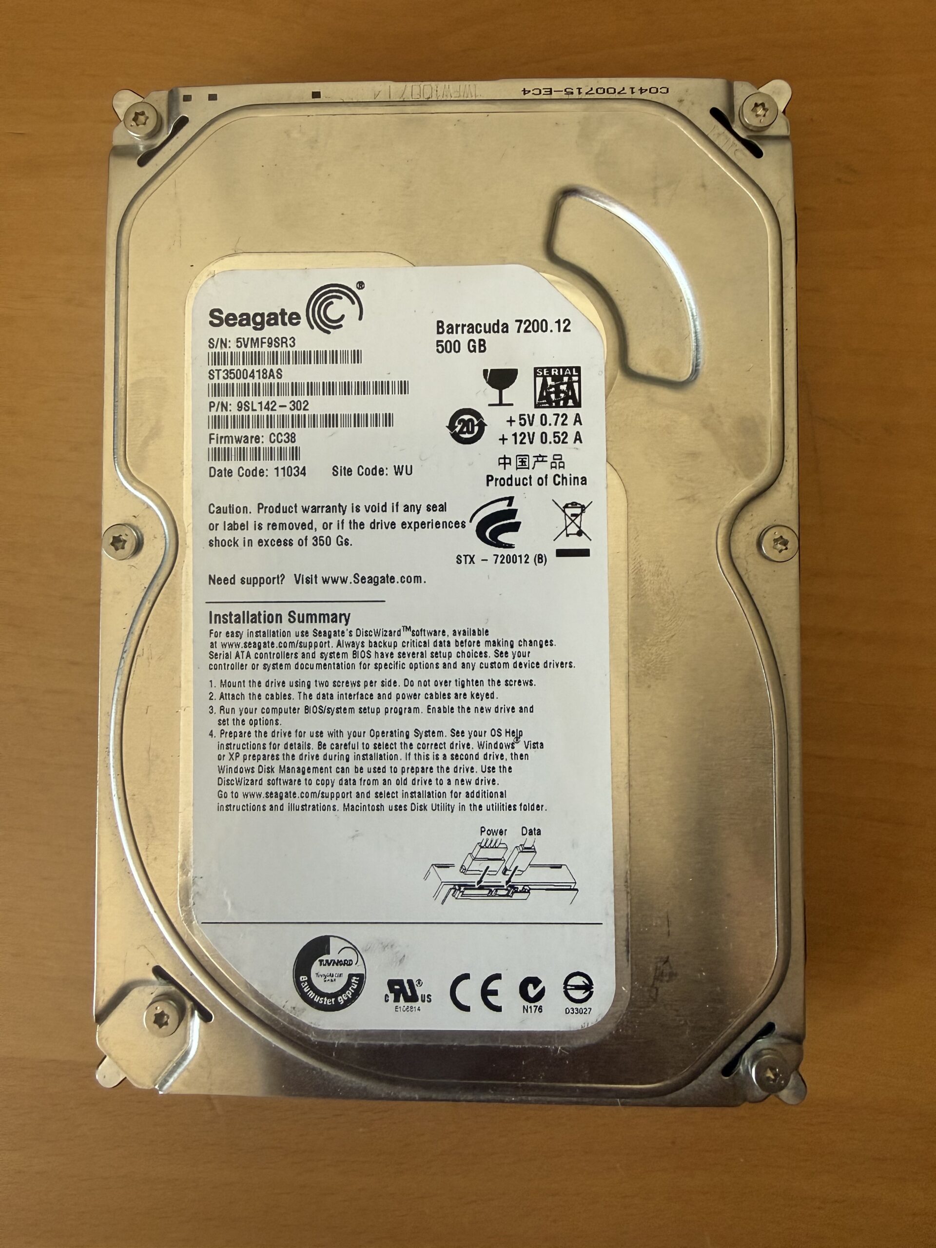 Segate ST3500418AS 500GB HDD