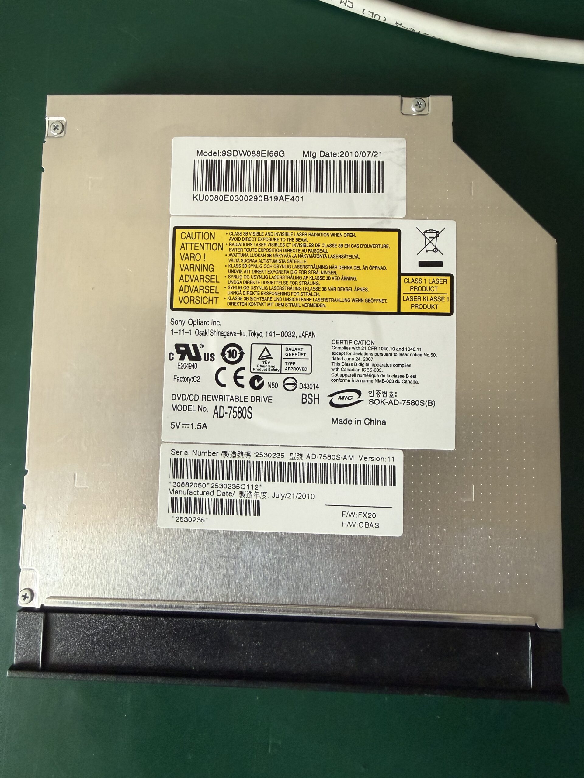 DVD Writer MODEL 9SDW088EI66G