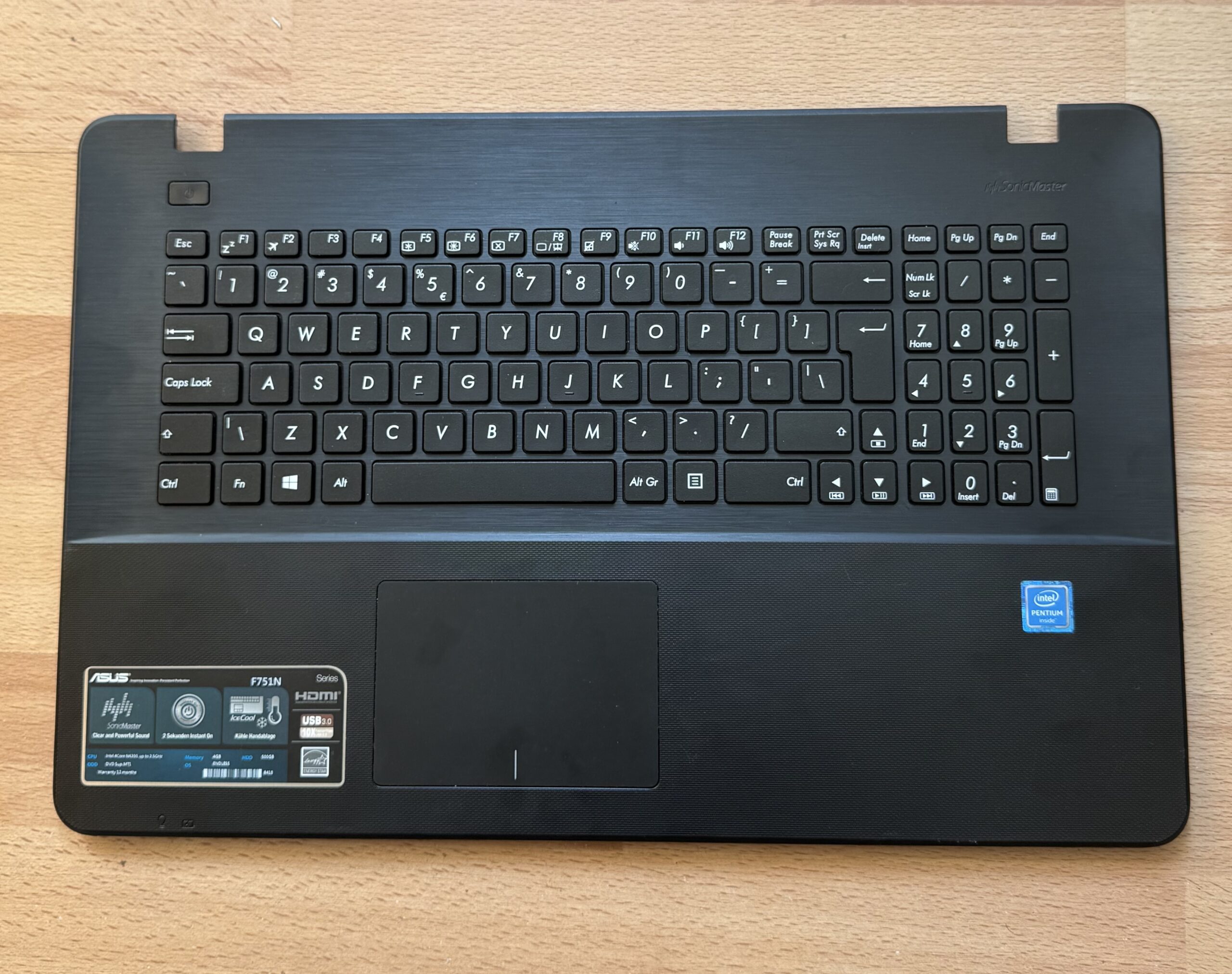 ASUS X751N 13N1-1FA0301 13NB0EB1AP0201 Origineel Bovenste afdekking, polssteun en touchpad