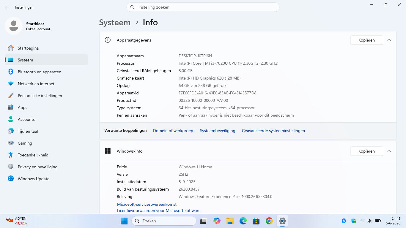 HP 250 G7 Laptop 15.6" HD / i3-7020U 2.3GHz / 8GB / 240GB SSD / W11 Home ( 6BP45EA-ABB ) - Afbeelding 9