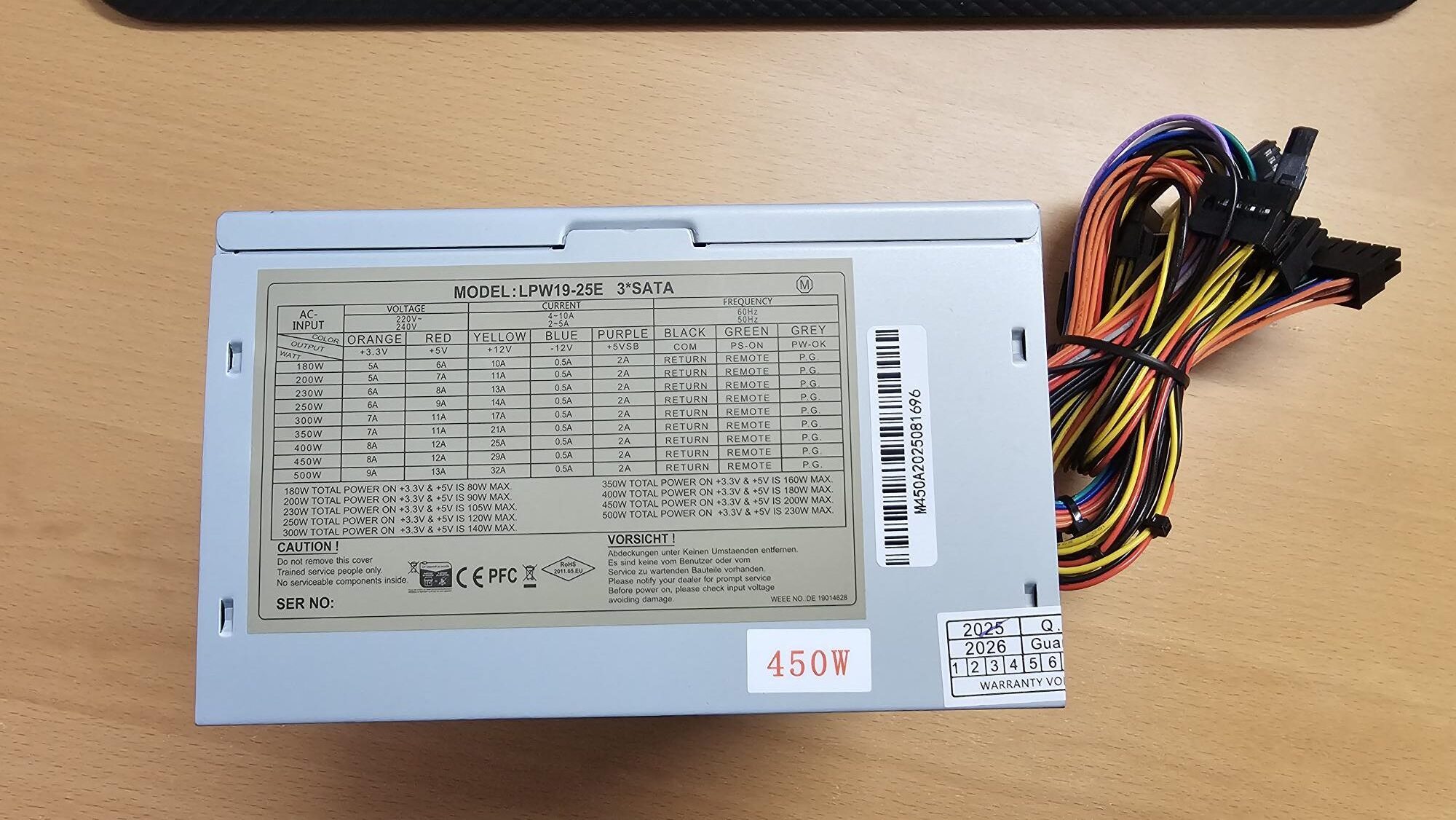 Voeding LPW19-25E 450 Watt ATX nieuw / origineel